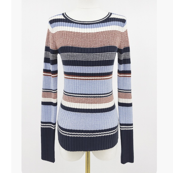 Margaret O'Leary Sweaters - Margaret O’Leary Striped Ribbed Knit Sweater – Crew Neck Size Small